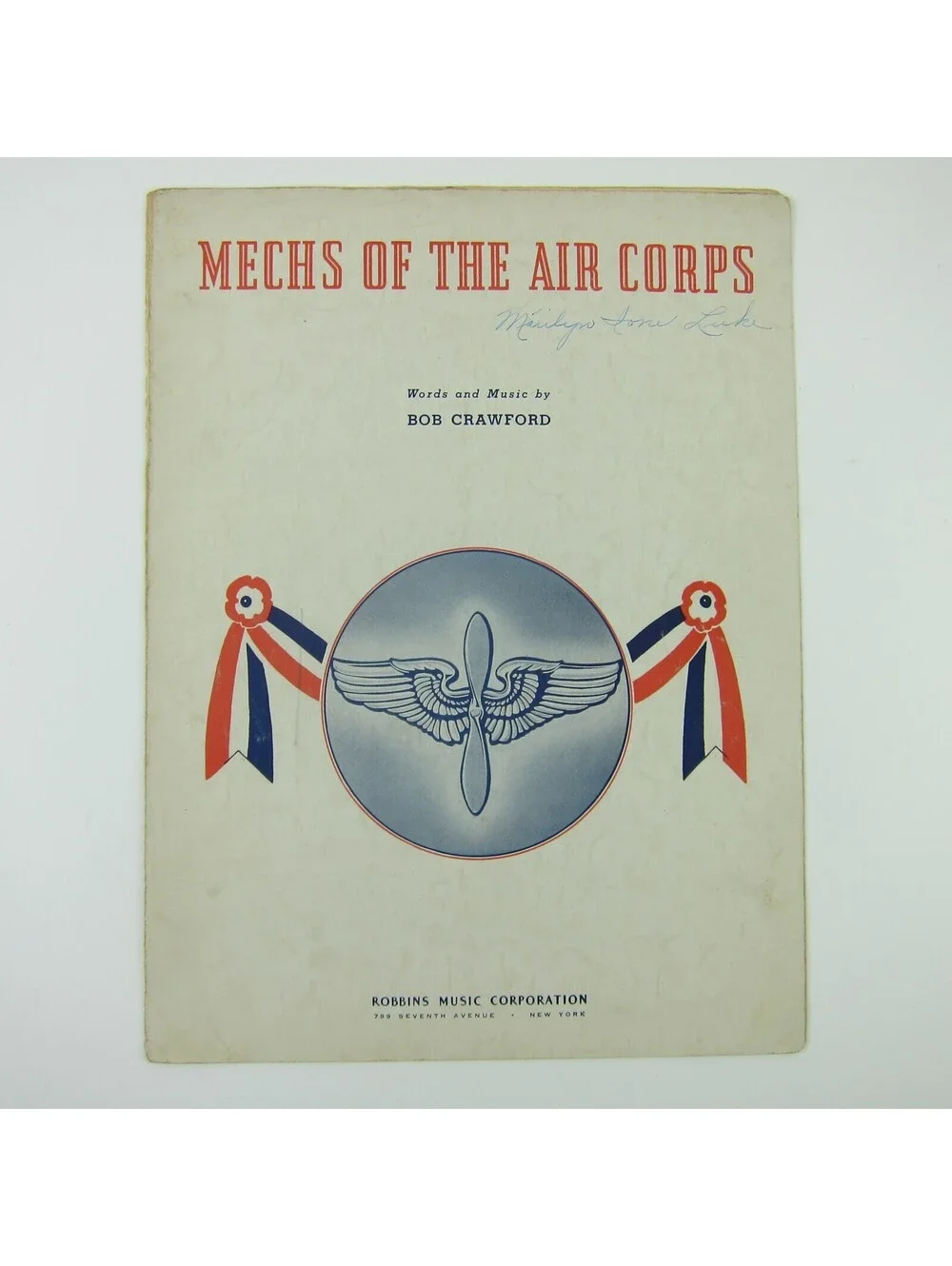 Sheet Music Mechs of the Air Force US Military Song Robert Crawford Vintage 1942